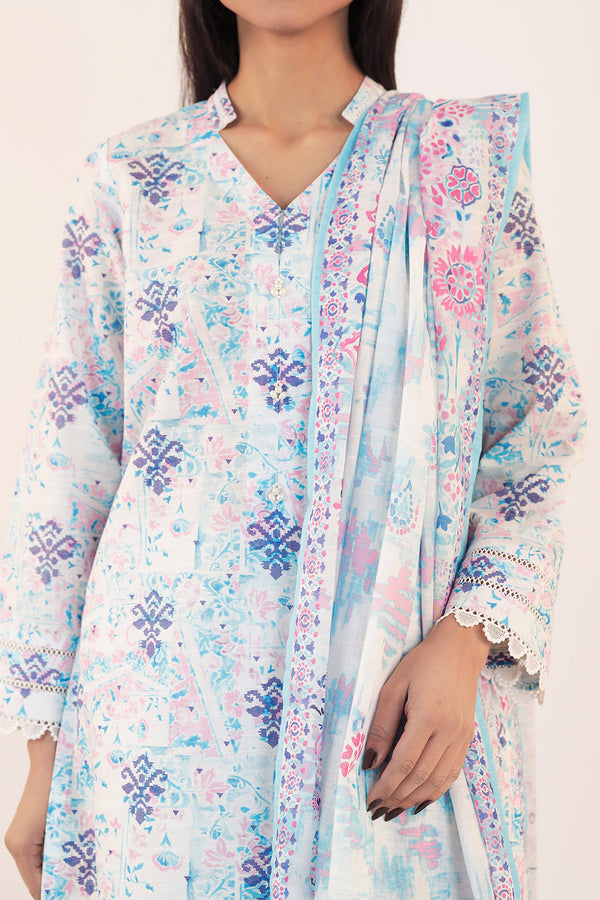 Unstitched Printed Cotton Khaddar 2 Piece (Shirt/Dupatta)