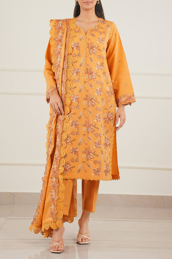 Unstitched Embroidered  Arabic Linen  3 Piece