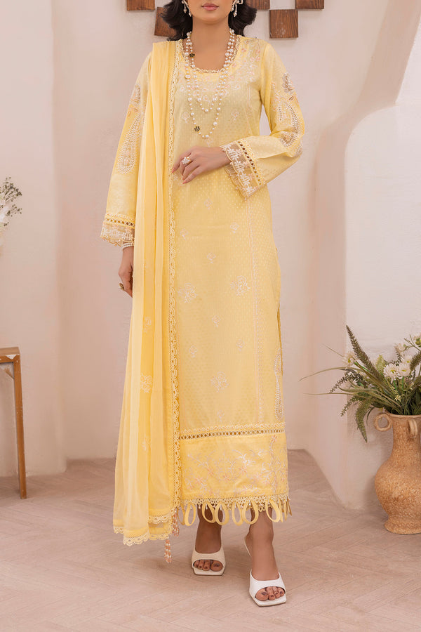 Unstitched Embroidered Self Jacquard 3 Piece With chiffon Dupatta