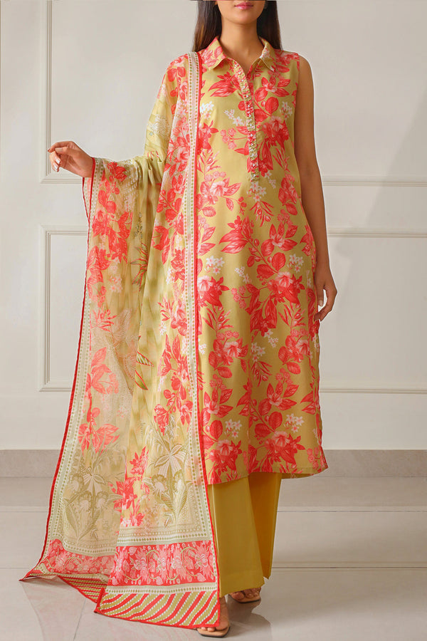 Unstitched Printed Lawn 3 Piece
