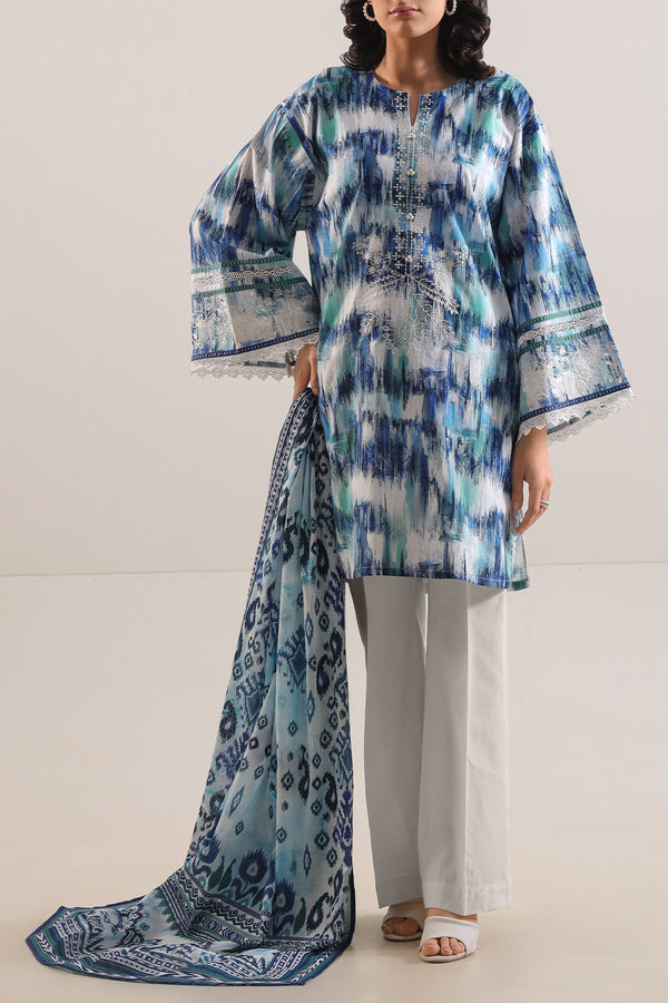 Unstitched Printed Embroidered Cotton Tencel 3 Piece