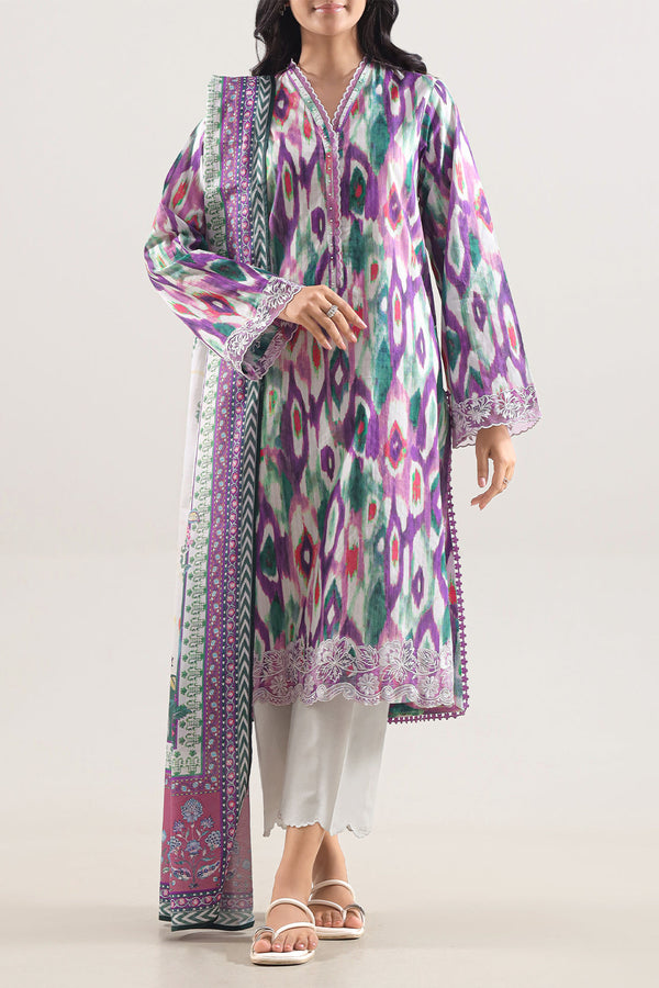 Unstitched Printed Embroidered Cotton Tencel 3 Piece