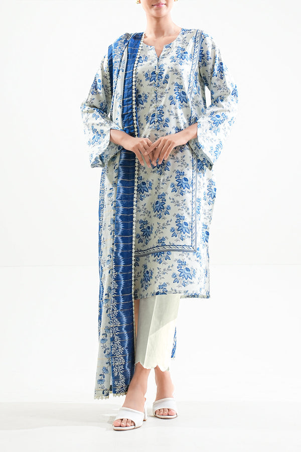 Unstitched Printed Lawn 3 Piece
