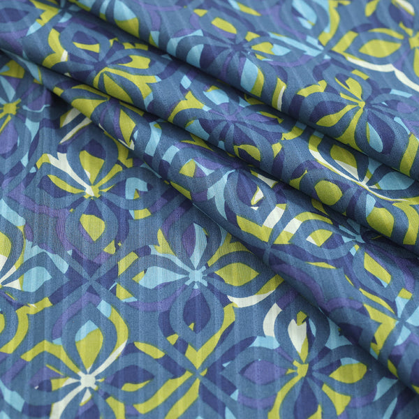 P16-25189-06B – Teal Blue Printed Lawn Shirt Fabric
