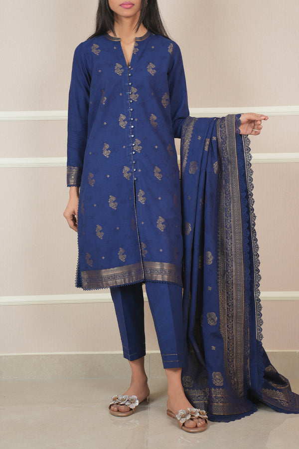 Unstitched Jacquard Cotton 3 Piece