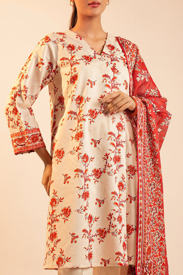 Unstitched Printed Lawn 3 Piece