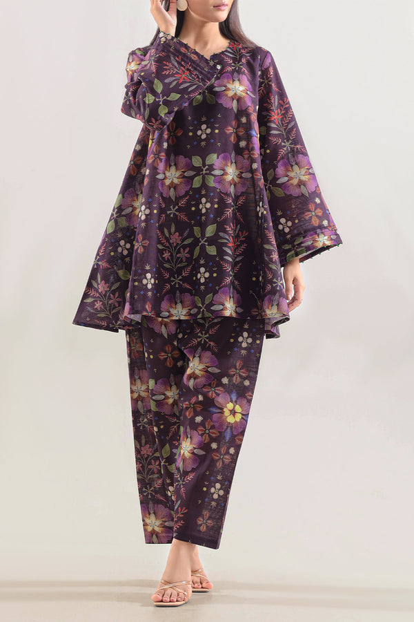 Unstitched Printed Cotton Khaddar 2 Piece (Shirt/Trouser)