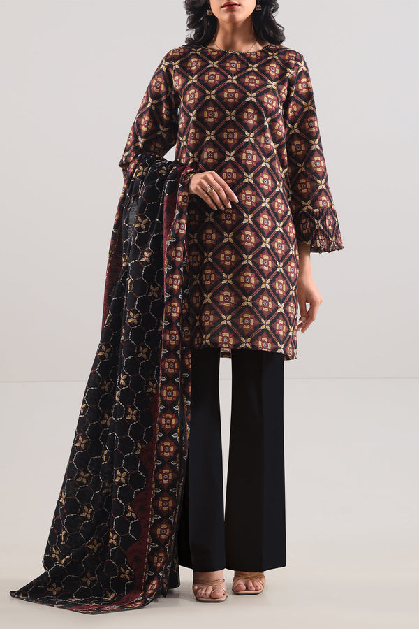 Unstitched Printed Cotton Khaddar 3 Piece