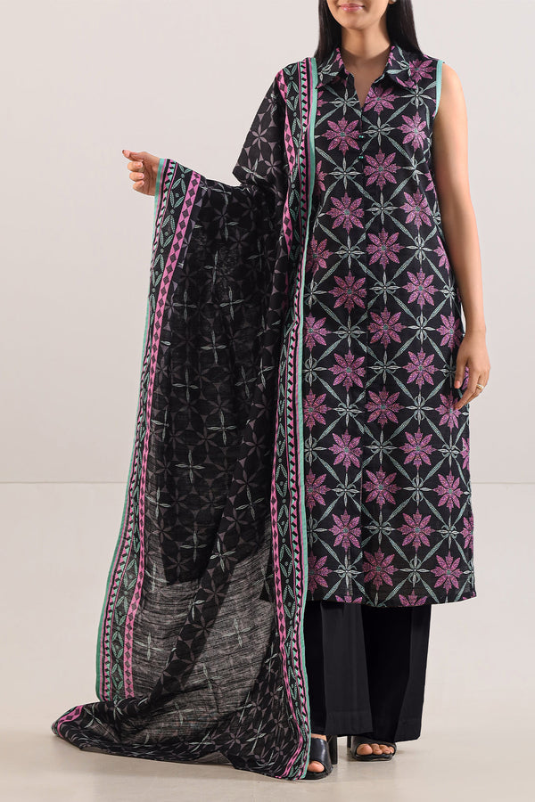 Unstitched Printed Cotton Khaddar 3 Piece