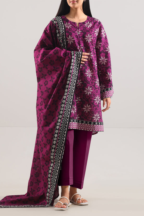 Unstitched Printed Cotton Khaddar 3 Piece