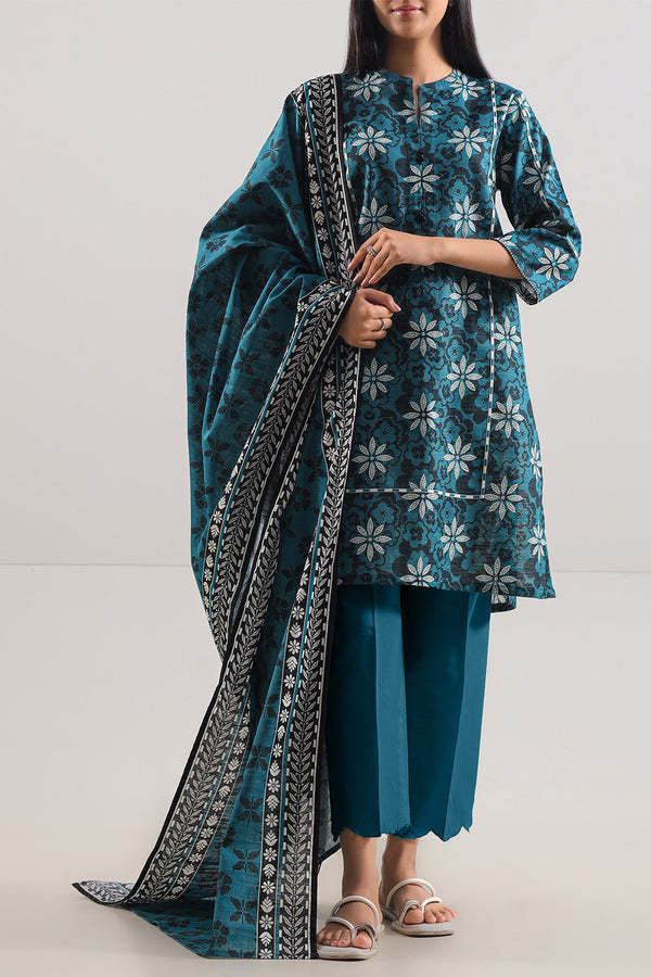 Unstitched Printed Cotton Khaddar 3 Piece