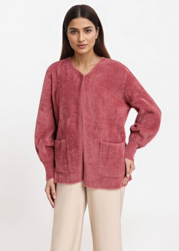 Brick-Round Neck Full Sleeves Cardigan Sweater (25Y-005-67)
