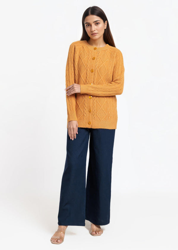 Golden-Round Neck Full Sleeves Cardigan Sweater (25Y-006-67)