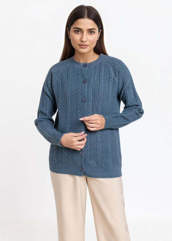 Green-Round Neck Full Sleeves Cardigan Sweater (25Y-012-67)