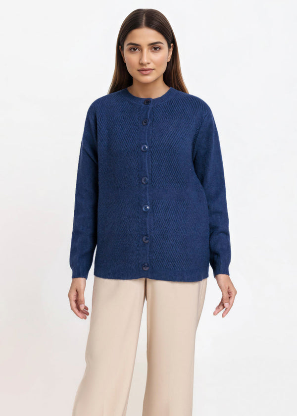 Navy-Round Neck Full Sleeves Cardigan Sweater (25Y-016-67)