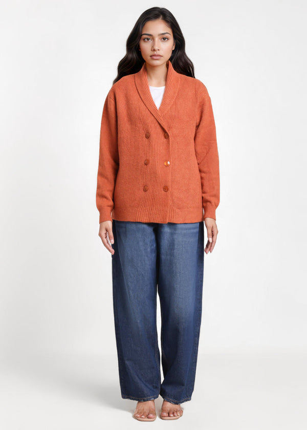 Rust-Shawl Collar Cardigan Full Sleeves Sweater (25Y-018-67)