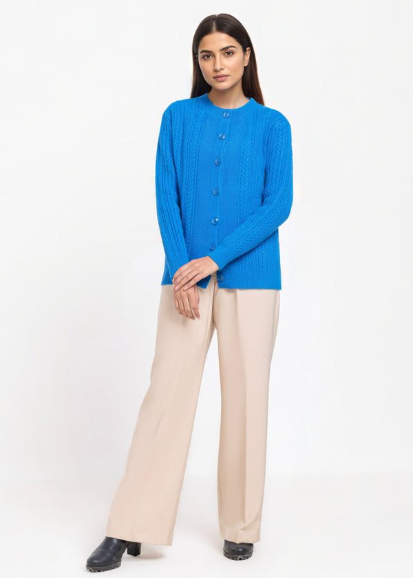 R-Blue-Round Neck Cardigan Full Sleeves Sweater (25Y-054-67)