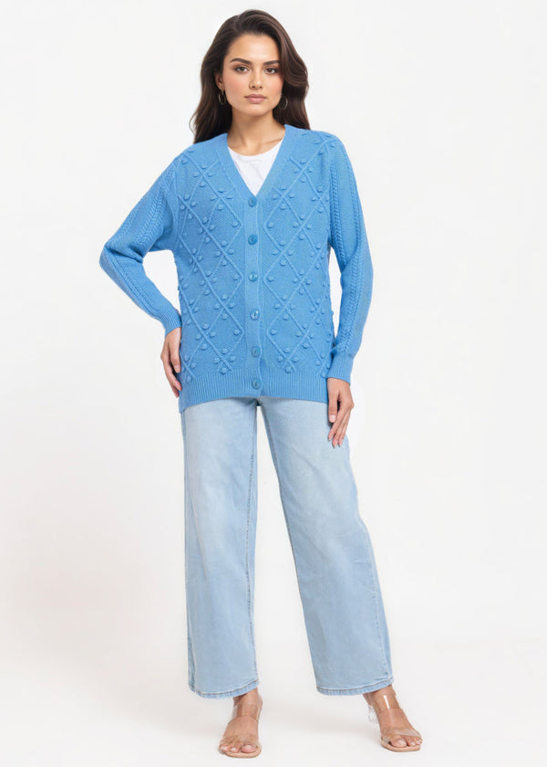 L-Blue-V-Cardigan Full Sleeves Sweater (25Y-056-67)