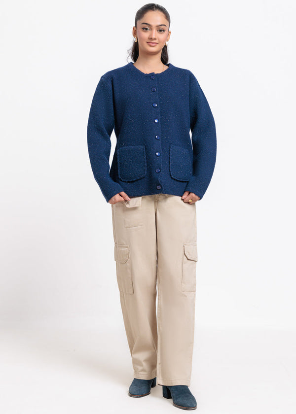 Navy-V-Cardigan Full Sleeves Sweater (25Y-066-67)
