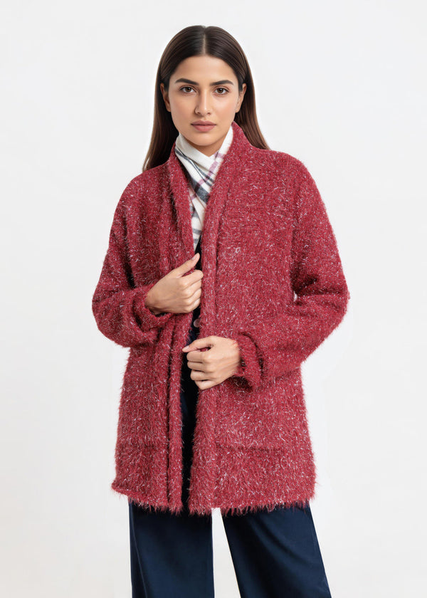 Maroon-V-Cardigan Full Sleeves Sweater (25Y-073-67)
