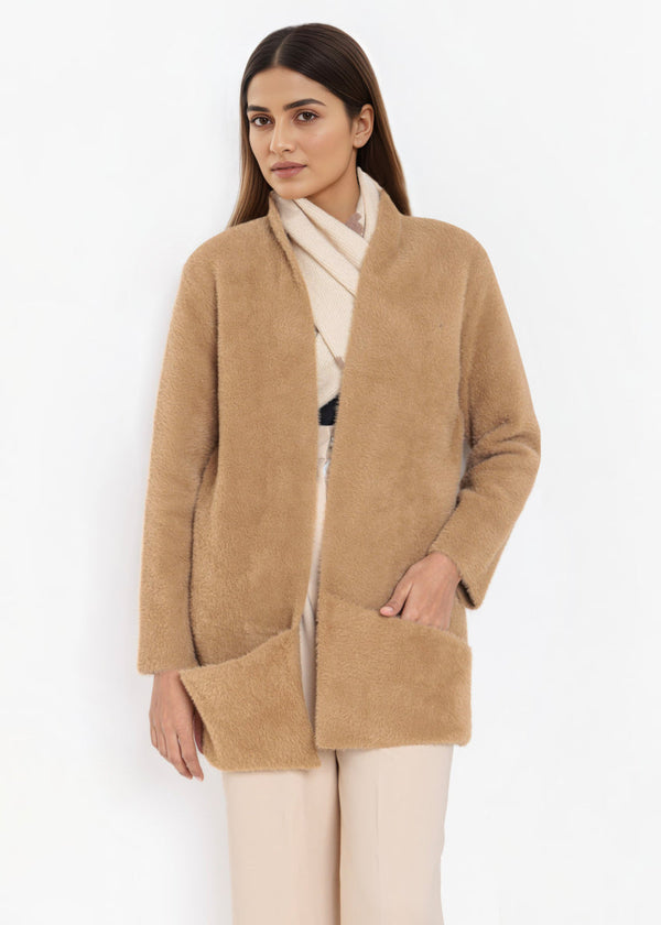 Khaki-Round Neck Full Sleeves Cardigan Sweater (25Y-111-67)