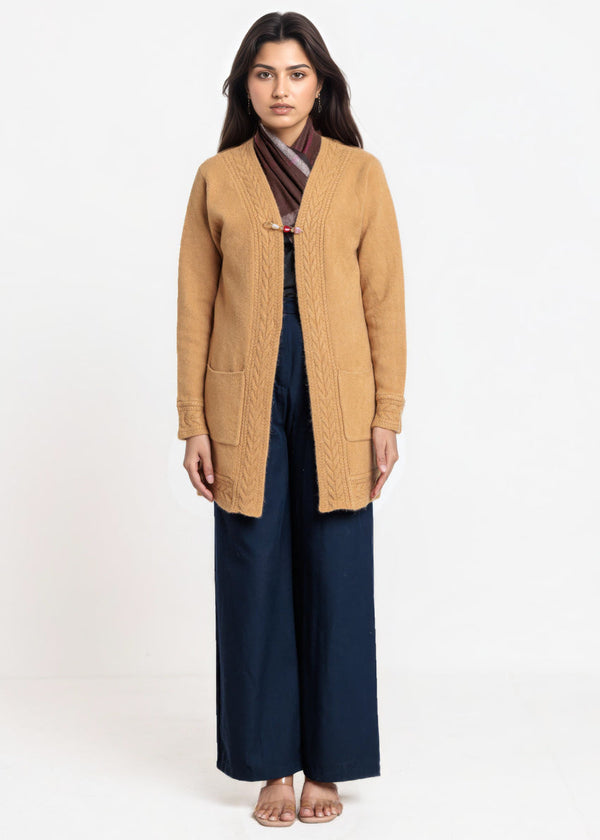 Khaki-V-Cardigan Full Sleeves Sweater (25Y-114-67)