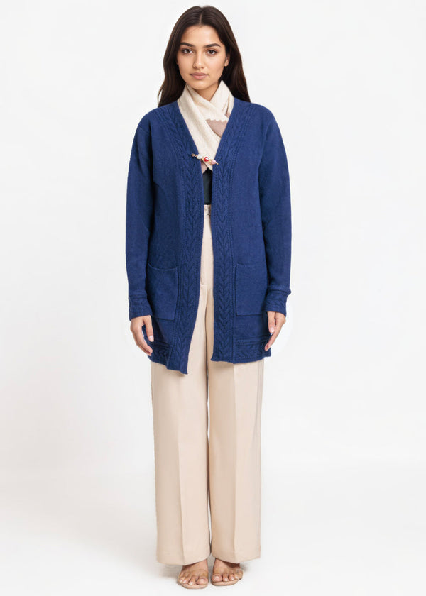 Navy-V-Cardigan Full Sleeves Sweater (25Y-114-67)