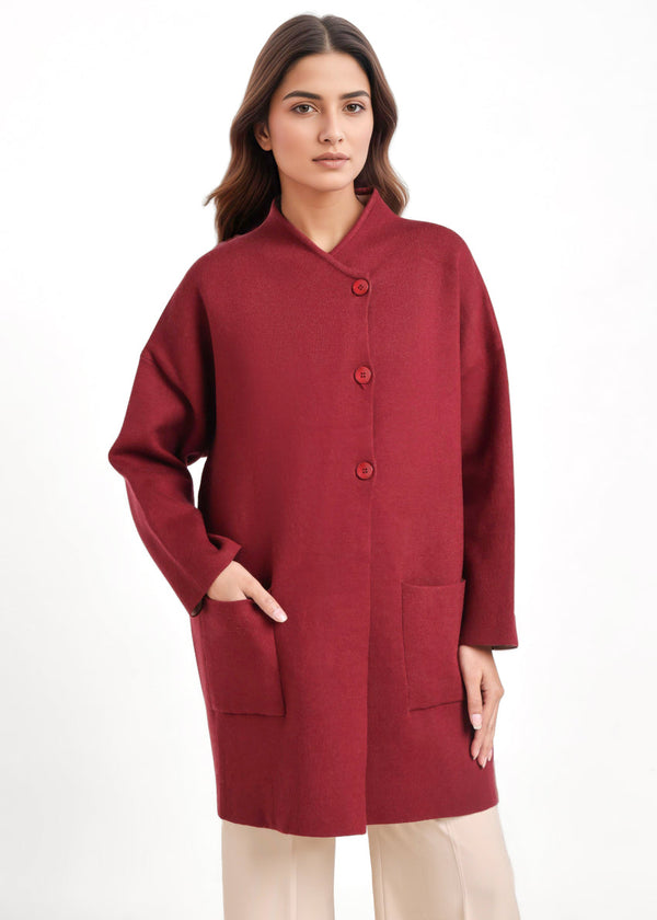 Maroon-Full Sleeves Cardigan Sweater (25Y-119-67)