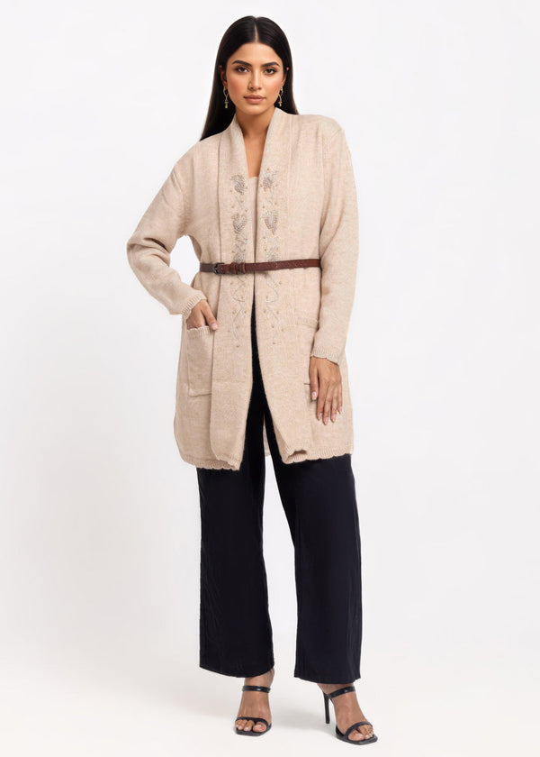 Beige-Cardigan Full Sleeves Sweater (25Y-127-67)