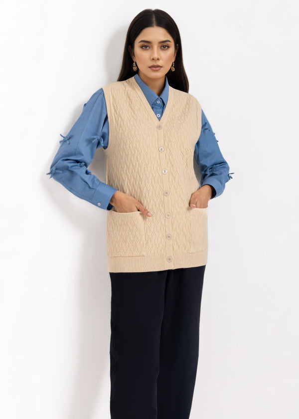 Beige-V-Cardigan Sando Sweater (25Y-202-67)