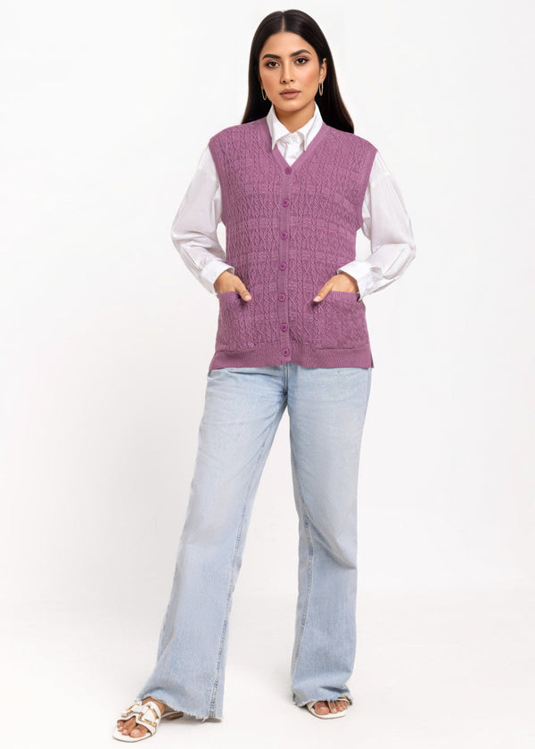 D-Plum-V-Cardigan Sando Sweater (25Y-204-67)