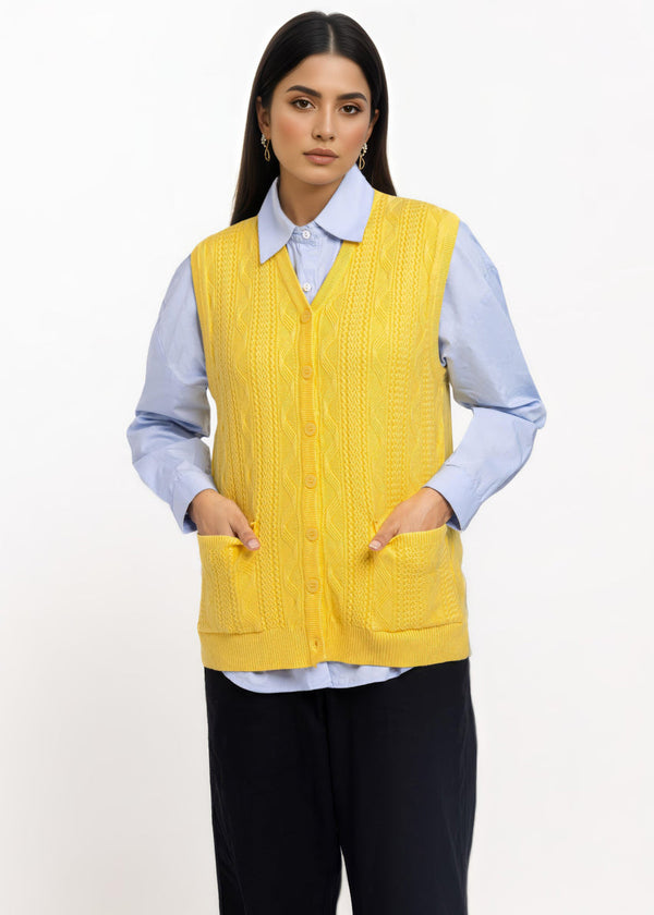 Yellow-V-Cardigan Sando Sweater (25Y-208-67)