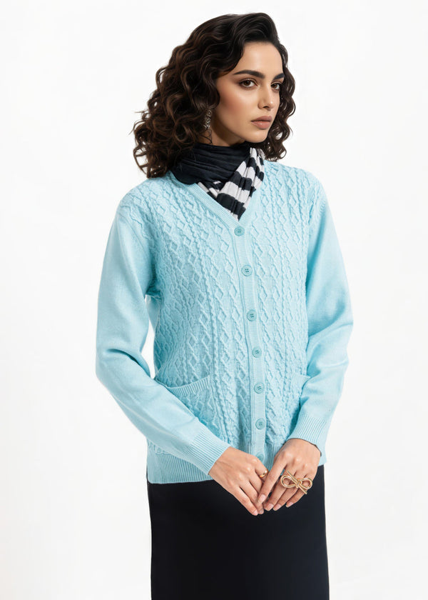 Sky-Blue-V-Cardigan Full Sleeves Sweater (25Y-209-67)