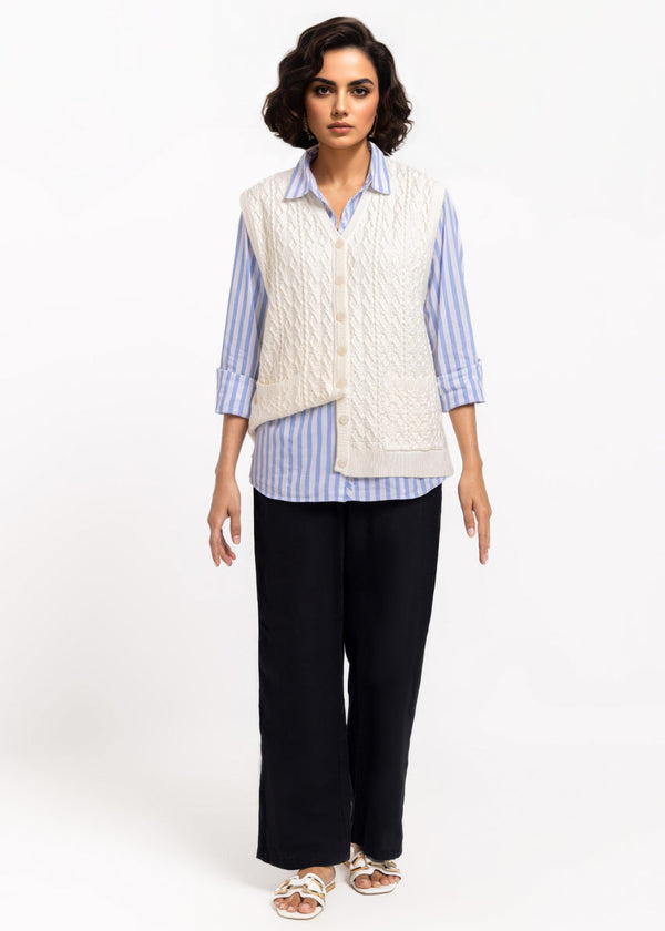 White-V-Cardigan Sando Sweater (25Y-210-67)