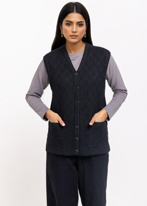 Black-V-Cardigan Sando Sweater (25Y-214-67)