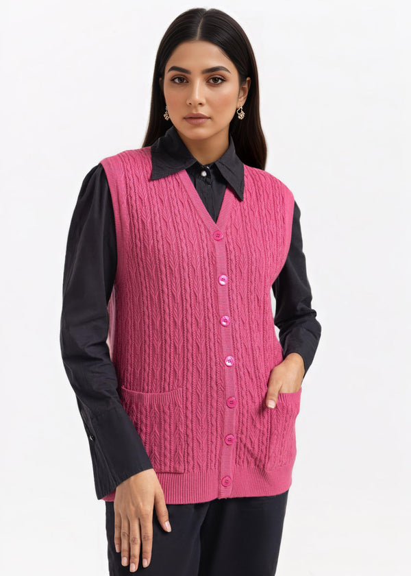Pink-V-Cardigan Sando Sweater (25Y-216-67)