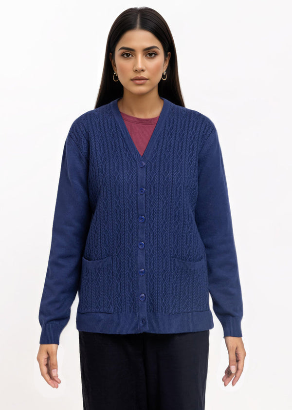 Navy-V-Cardigan Full Sleeves Sweater (25Y-217-67)