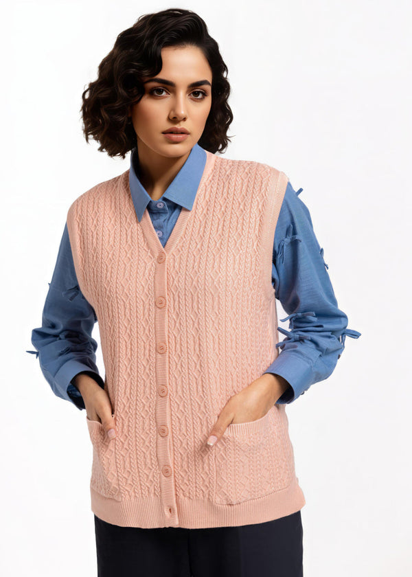 B-Pink-V-Cardigan Sando Sweater (25Y-218-67)