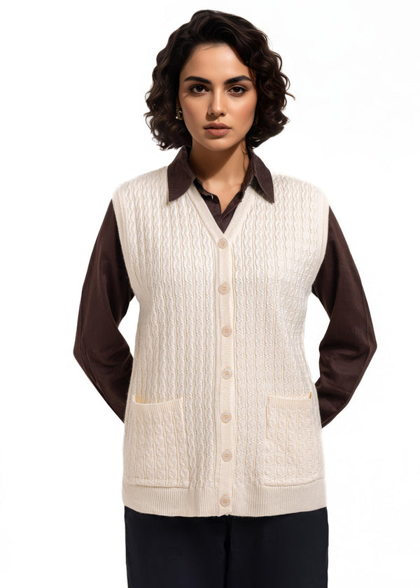 O-White-V-Cardigan Sando Sweater (25Y-220-67)