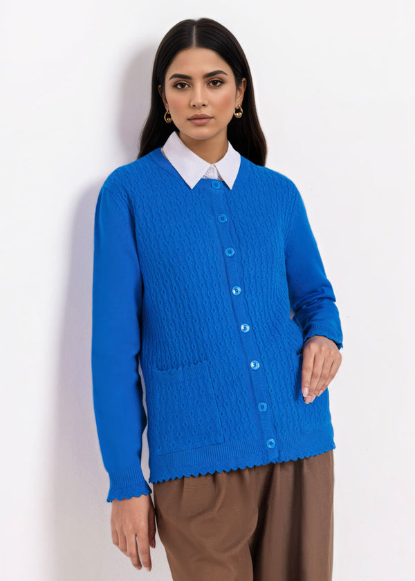 Ro-Blue-R-Neck Cardigan Full Sleeves Sweater (25Y-227-67)
