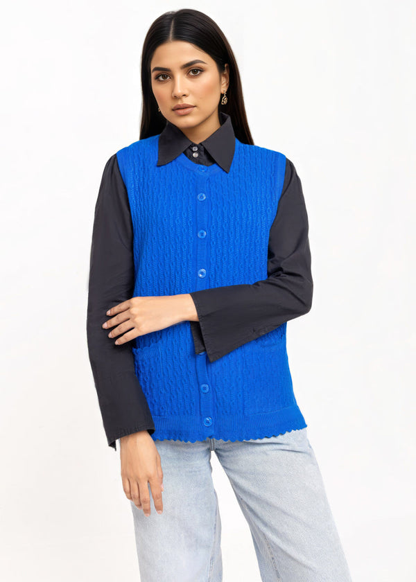 Ro-Blue-R-Neck Cardigan Sando Sweater (25Y-228-67)