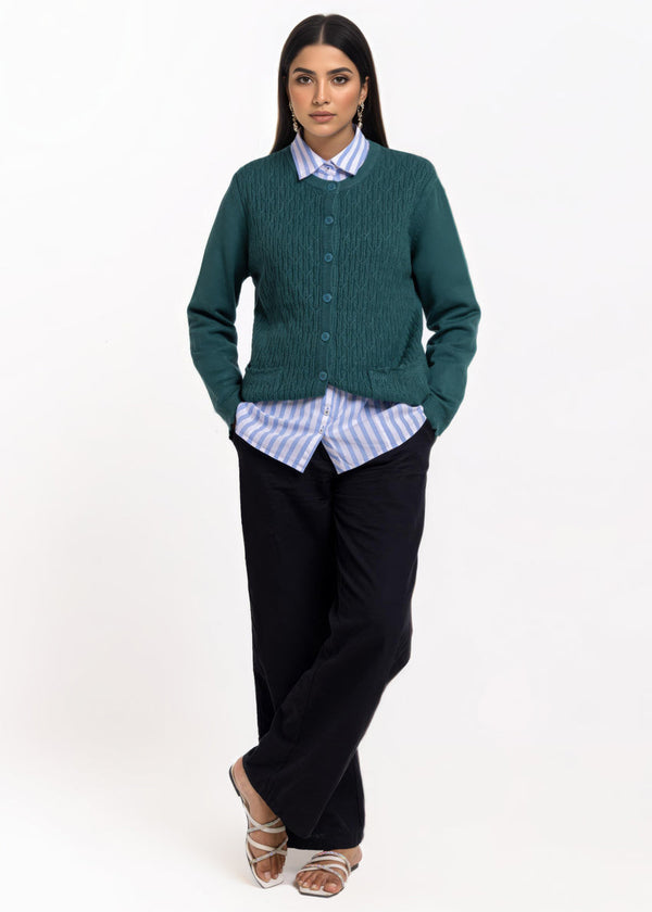 E-Green-R-Neck Cardigan Full Sleeves Sweater (25Y-229-67)