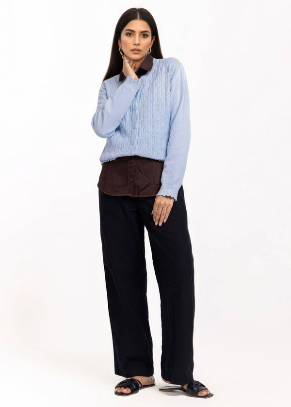 Sky-Blue-R-Neck Cardigan Full Sleeves Sweater (25Y-229-67)