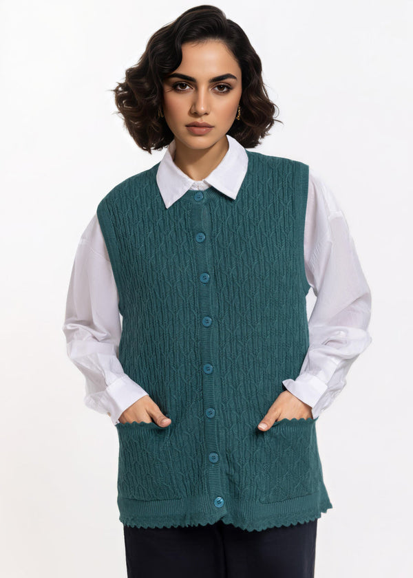 E-Green-R-Neck Cardigan Sando Sweater (25Y-230-67)