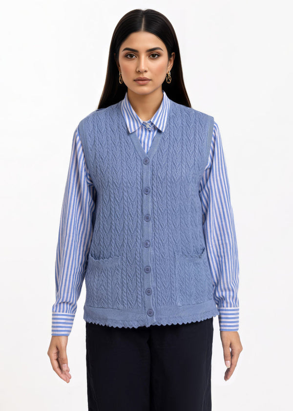 Blue-V-Cardigan Sando Sweater (25Y-234-67)