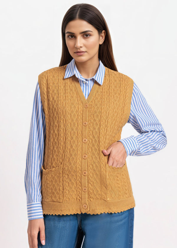 Gold-V-Cardigan Sando Sweater (25Y-238-67)