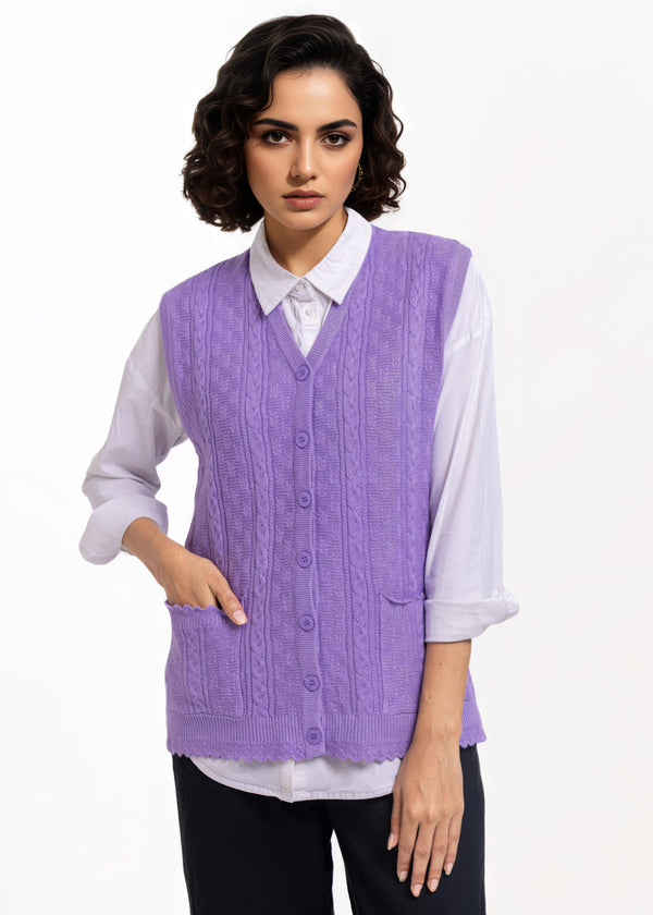 Lilac-V-Cardigan Sando Sweater (25Y-240-67)