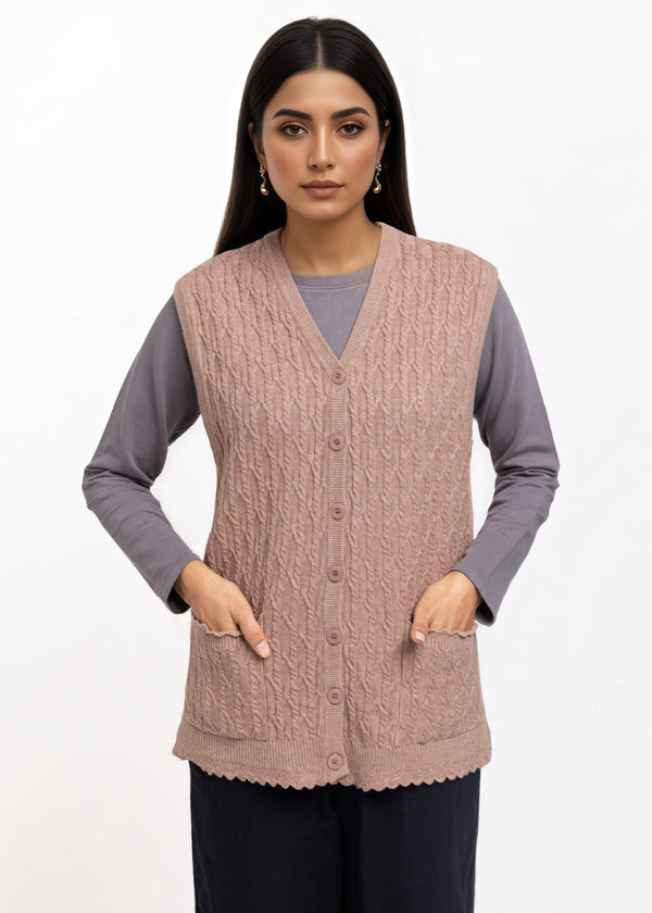 D-Beige-V-Cardigan Sando Sweater (25Y-242-67)