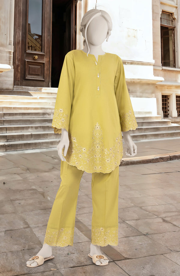 EMBROIDERED CAMBRIC STITCHED 2 PIECE