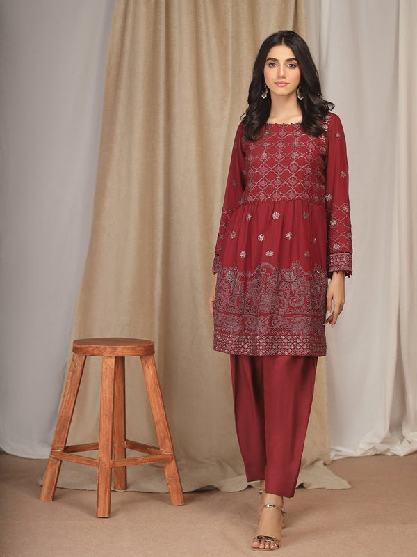2pc -Stitched Festive Embroidered Suit